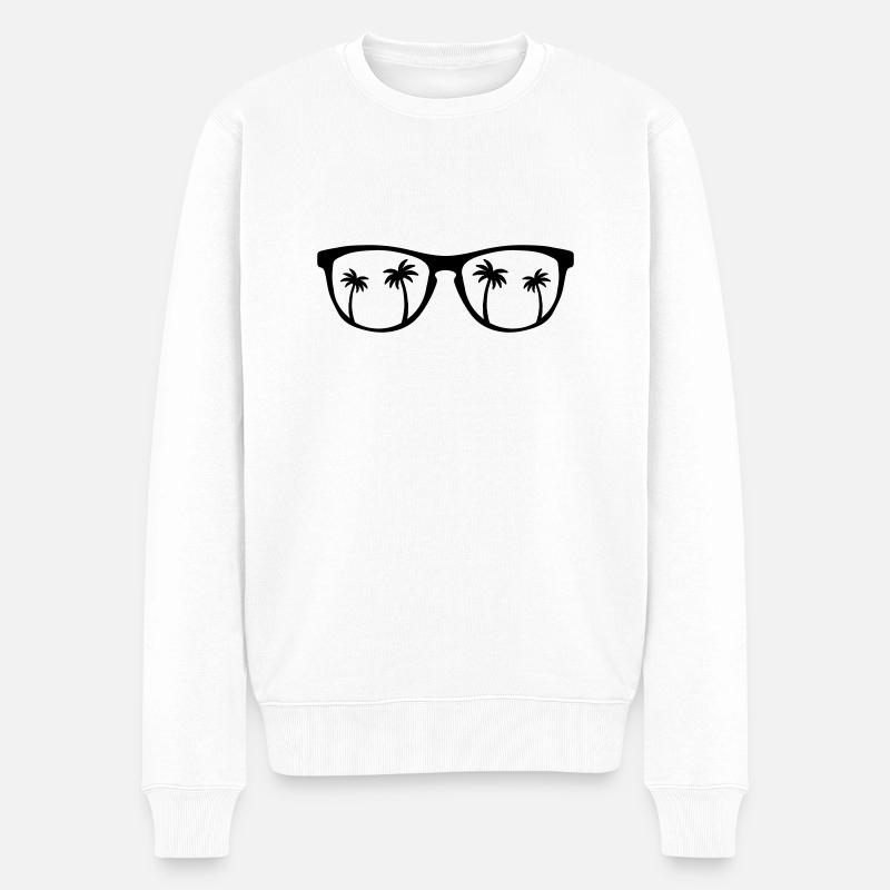 sunglasses palms - Männer Premium Bio Pullover - Weiß