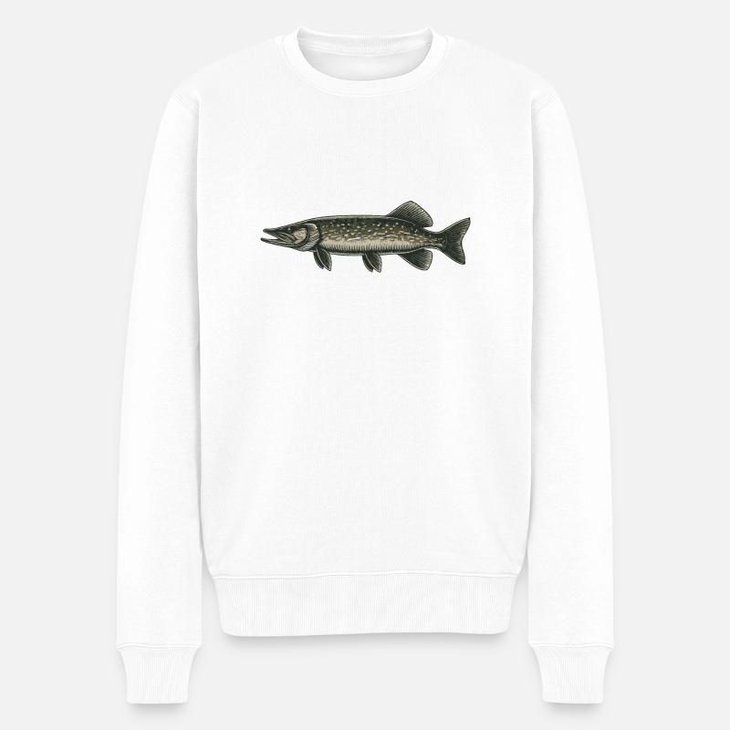 Hecht - Männer Premium Bio Pullover - Weiß