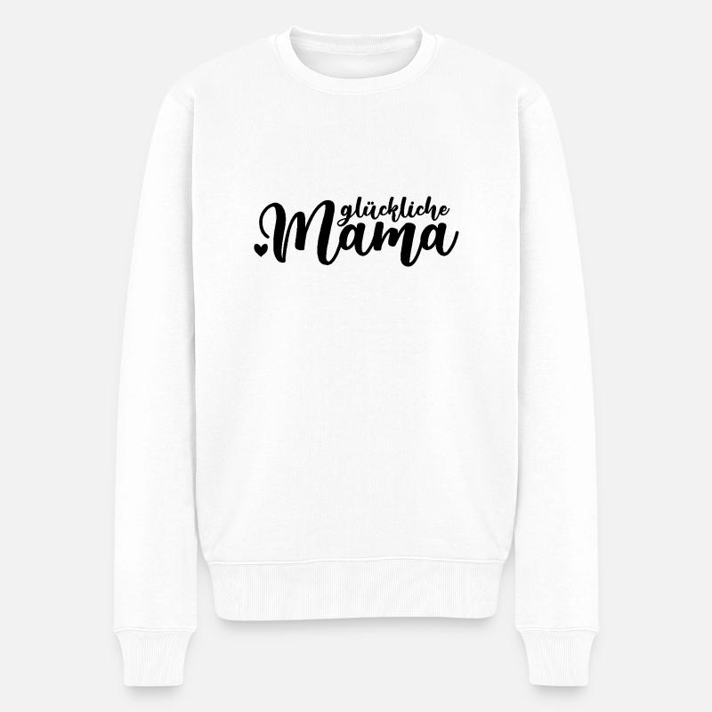 Glückliche Mama - Schwangerschaft Geburtstag - Männer Premium Bio Pullover - Weiß
