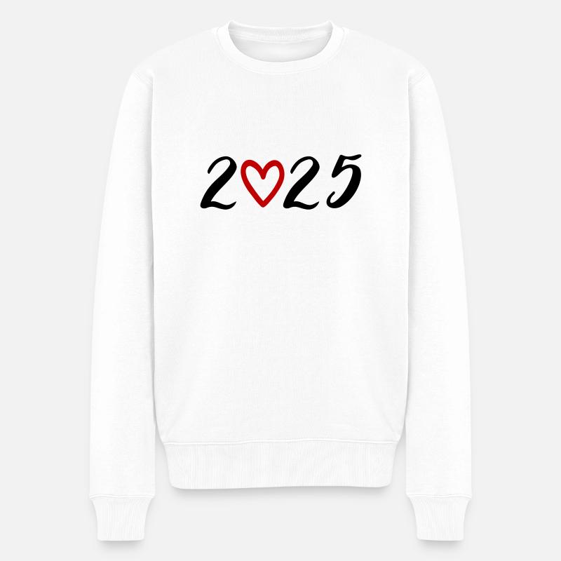 2025 Herz - Männer Premium Bio Pullover - Weiß