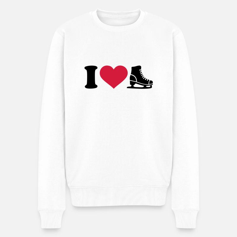 I love Schlittschuh - Männer Premium Bio Pullover - Weiß