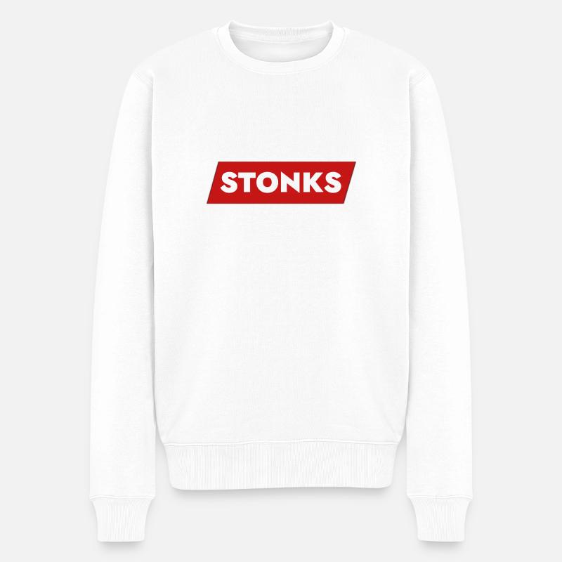 Stonks - Männer Premium Bio Pullover - Weiß