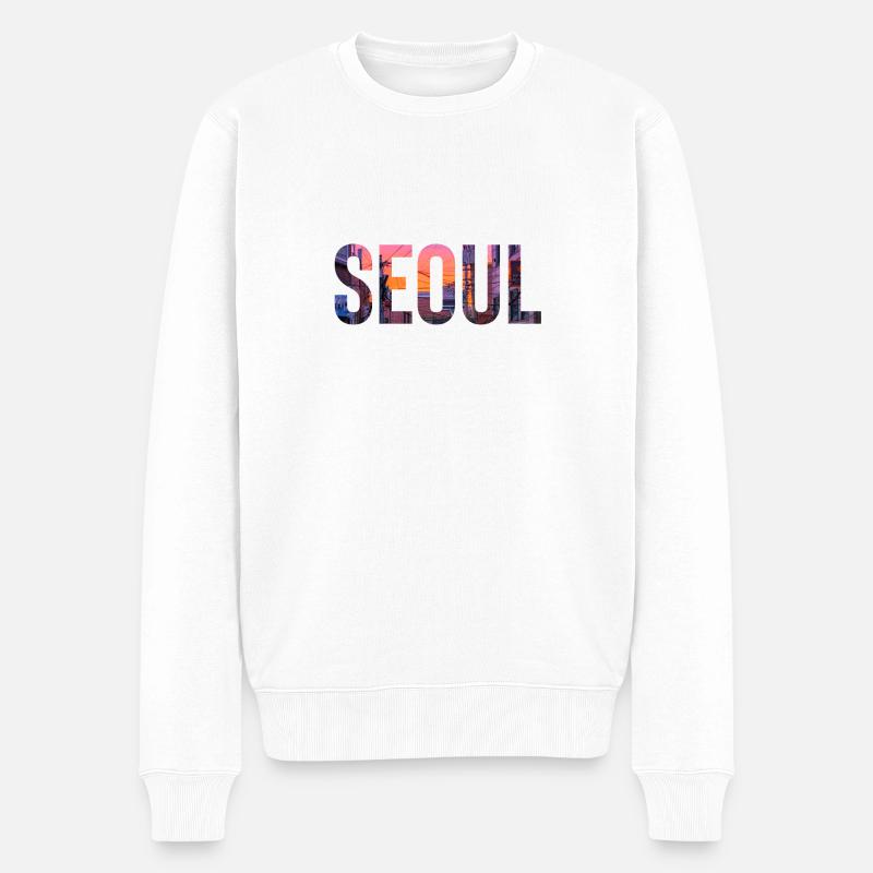 Reise Urlaub Seoul - Männer Premium Bio Pullover - Weiß