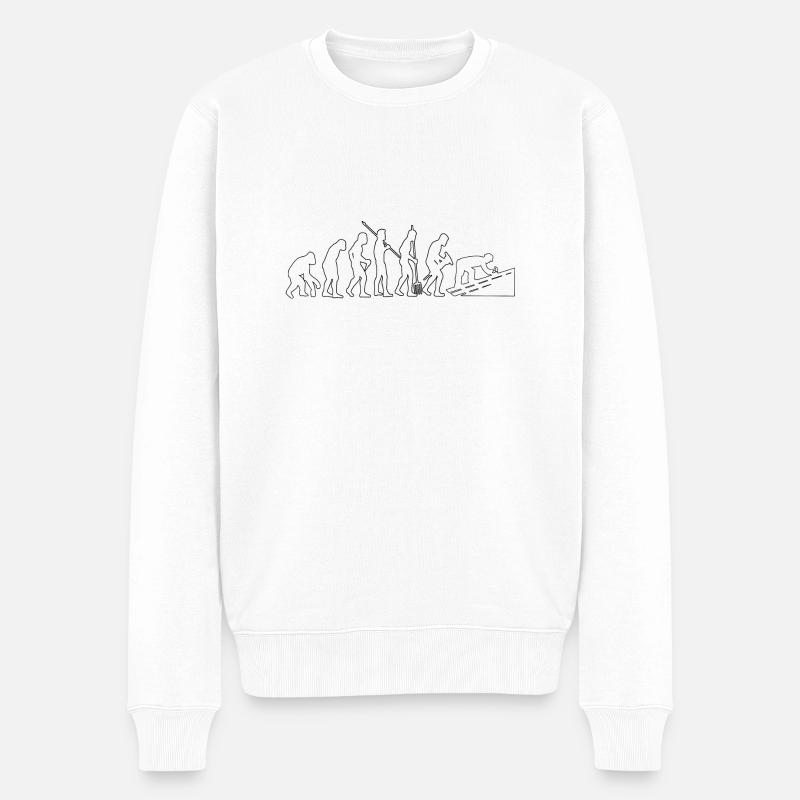 Dachdecker Evolution Handwerk Dachdeckermeister - Männer Premium Bio Pullover - Weiß