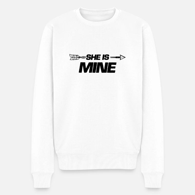 she is mine - Männer Premium Bio Pullover - Weiß