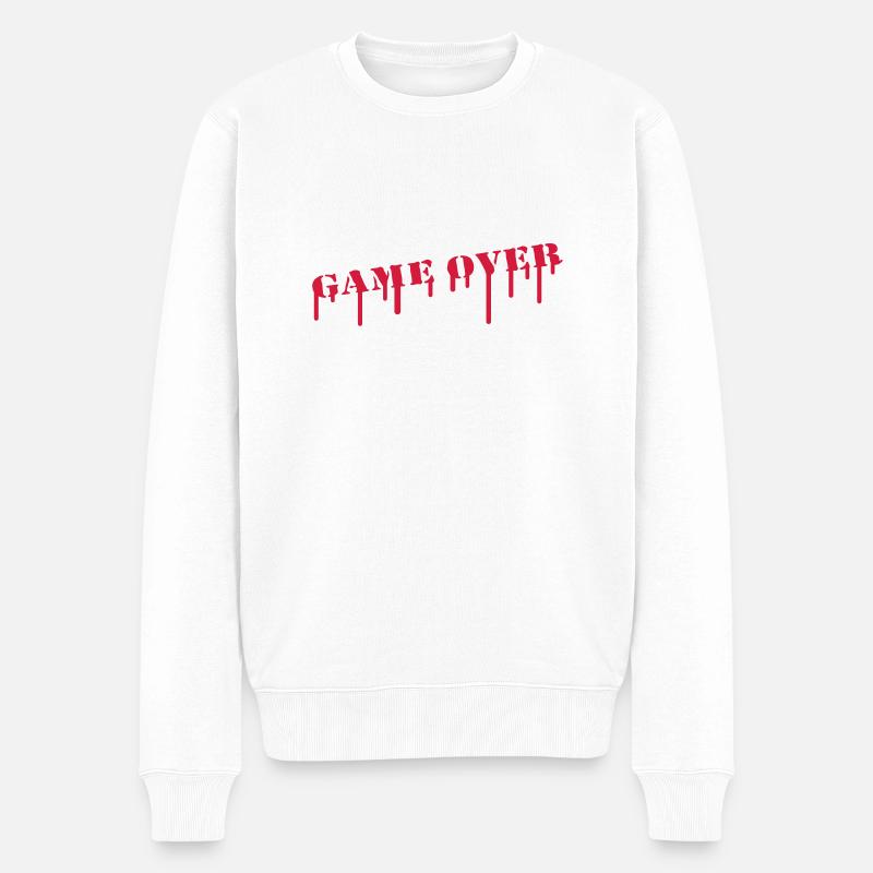 game_over_paint - Männer Premium Bio Pullover - Weiß