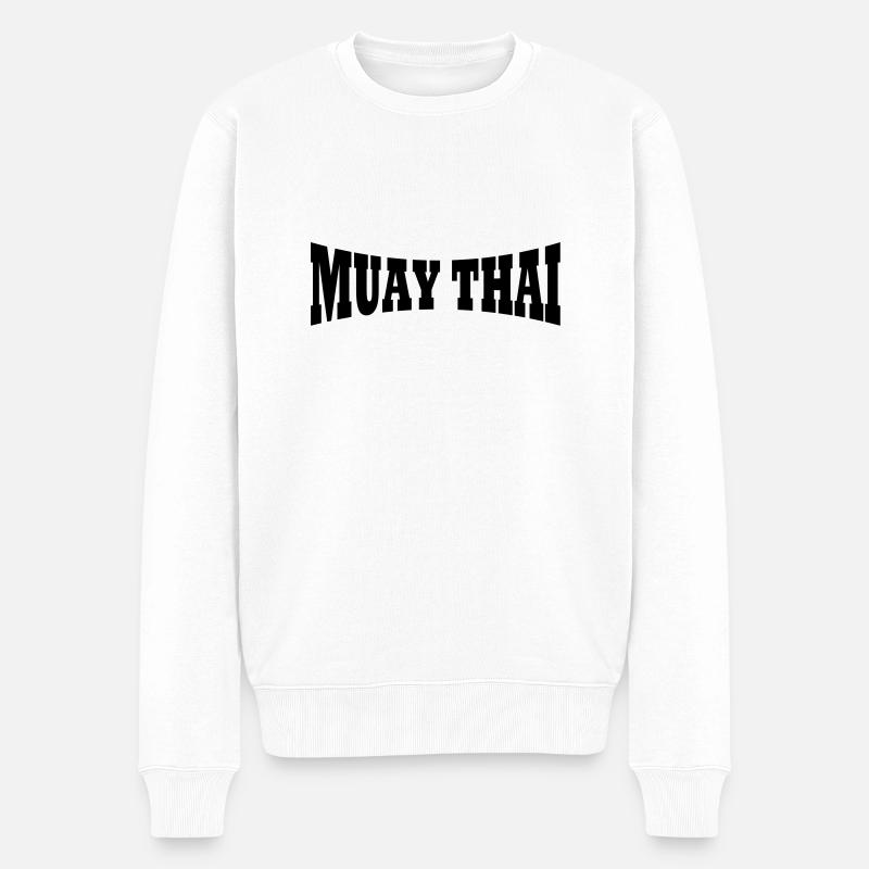 Lettrage Muay Thai - Pull Premium bio Homme - blanc