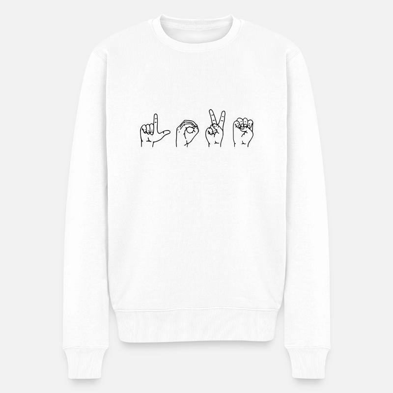 Fingeralphabet-LOVE - Männer Premium Bio Pullover - Weiß