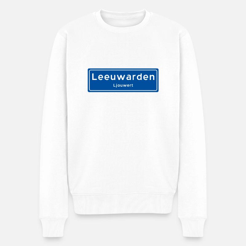 Leeuwarden Ortsschild - Männer Premium Bio Pullover - Weiß