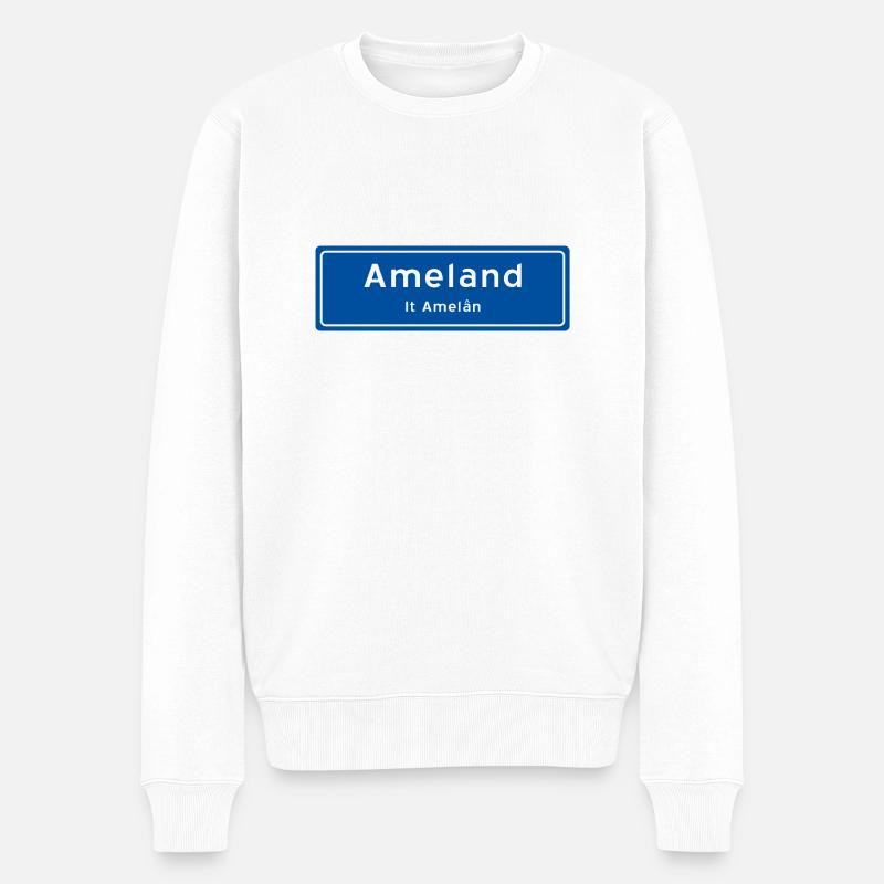 Ameland Ortsschild - Männer Premium Bio Pullover - Weiß