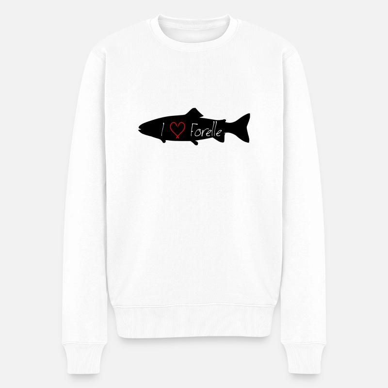 J’adore la truite noire - Pull Premium bio Homme - blanc