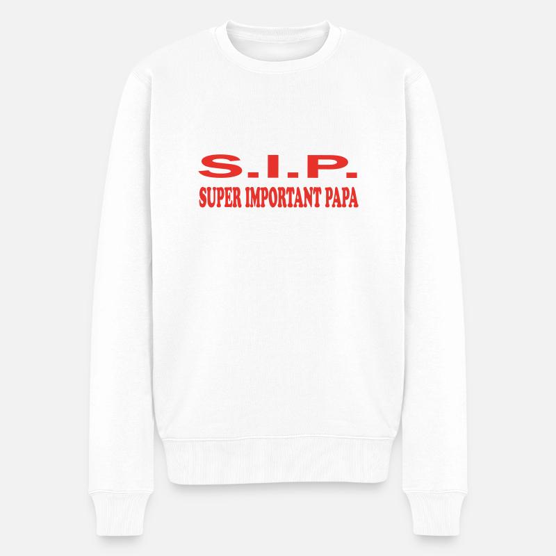 SUPER WICHTIGER PAPA - Männer Premium Bio Pullover - Weiß