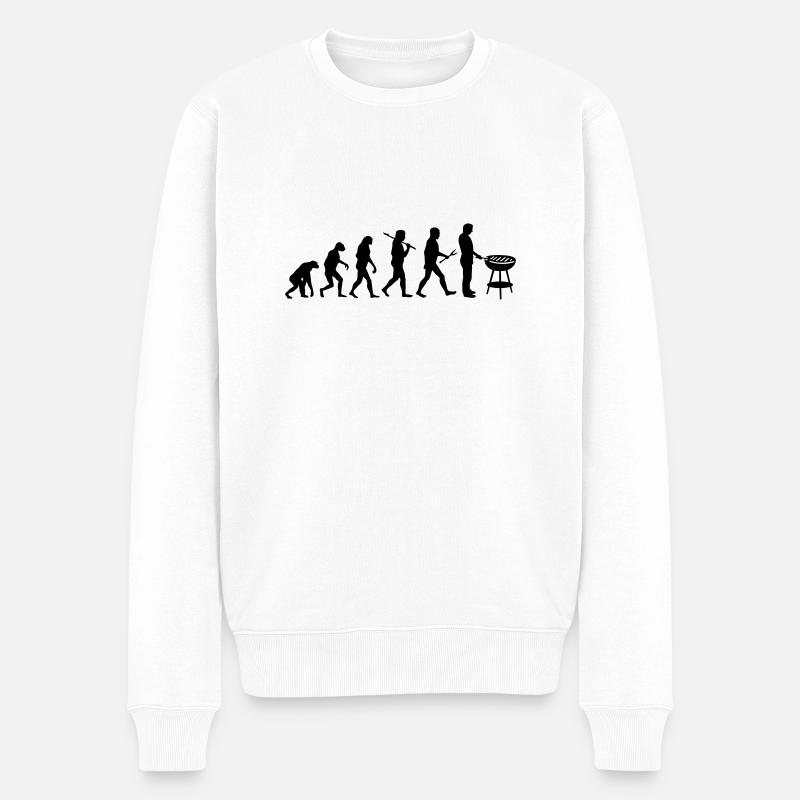 Evolution Mens BBQ - Männer Premium Bio Pullover - Weiß