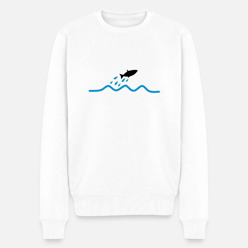 flying_fish - Männer Premium Bio Pullover - Weiß