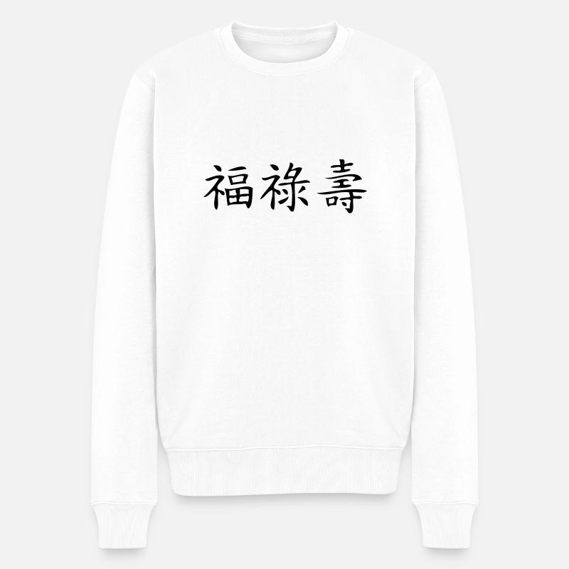 happiness,wealth and longevity - Pull Premium bio Homme - blanc