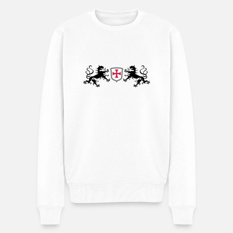 Löwen Templer Kreuz - Pull Premium bio Homme - blanc