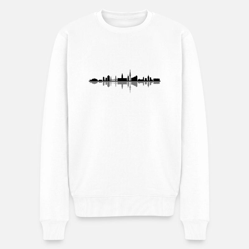 Skyline - Hamburg - Männer Premium Bio Pullover - Weiß