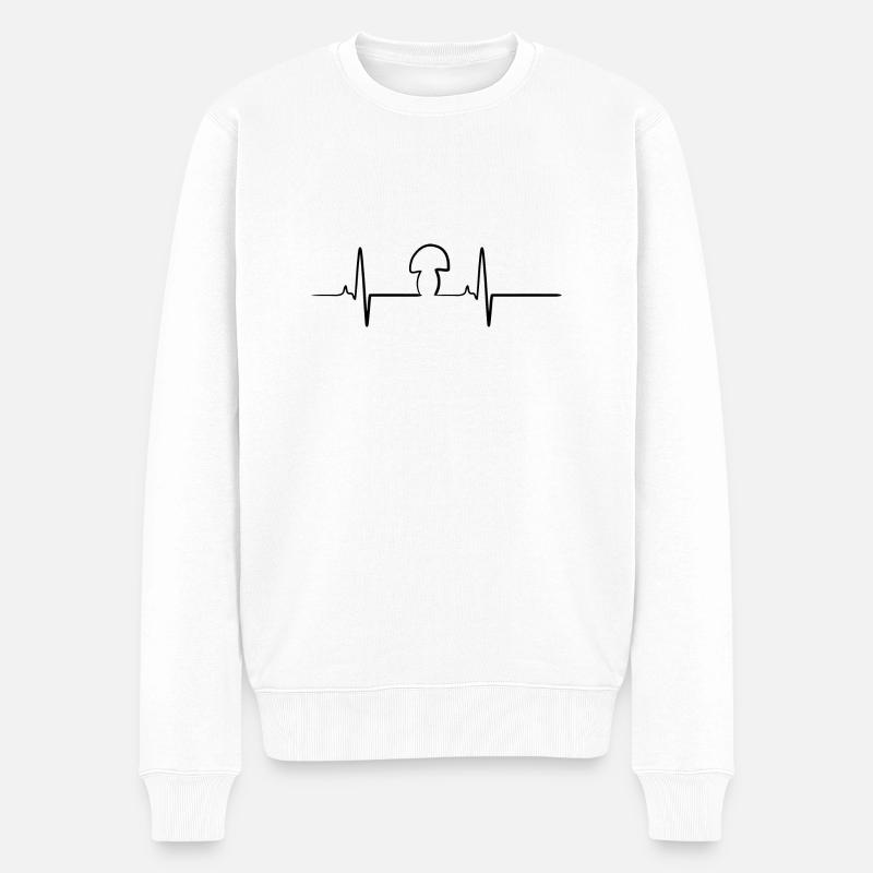 Pilz-EKG - Männer Premium Bio Pullover - Weiß