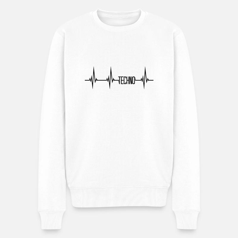 Heartbeat Pulse Techno - Pull Premium bio Homme - blanc