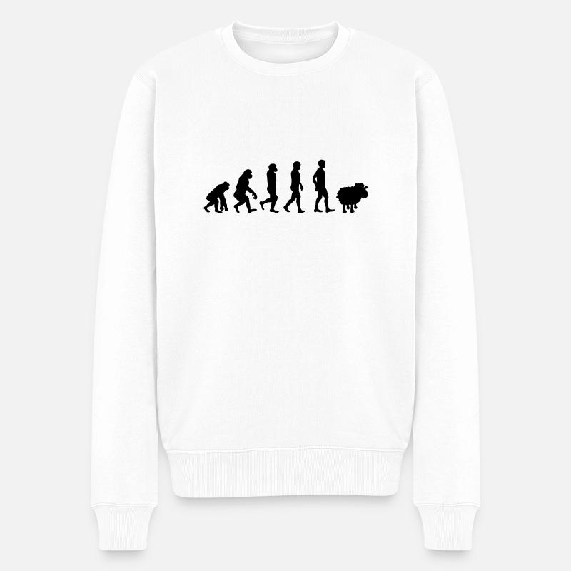evolution mouton cadeau anti-système complotiste - Pull Premium bio Homme - blanc