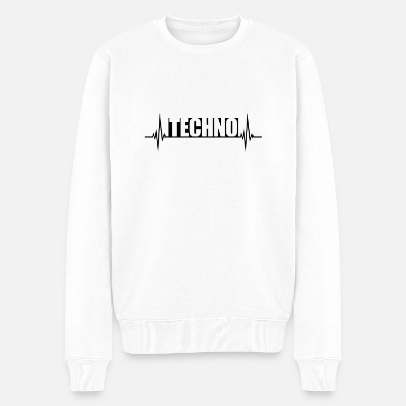 Puls Musik Techno - Männer Premium Bio Pullover - Weiß