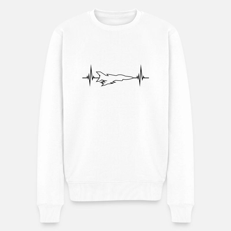 Jagdbomber Kampfflugzeug Herzschlag - Männer Premium Bio Pullover - Weiß