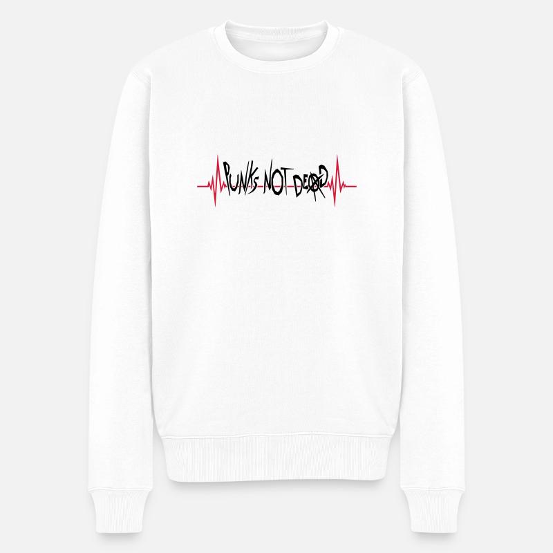 punks not dead Zitat - Männer Premium Bio Pullover - Weiß