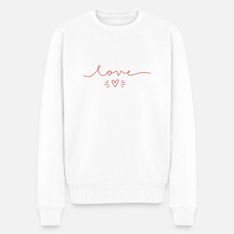 Love - Männer Premium Bio Pullover - Weiß
