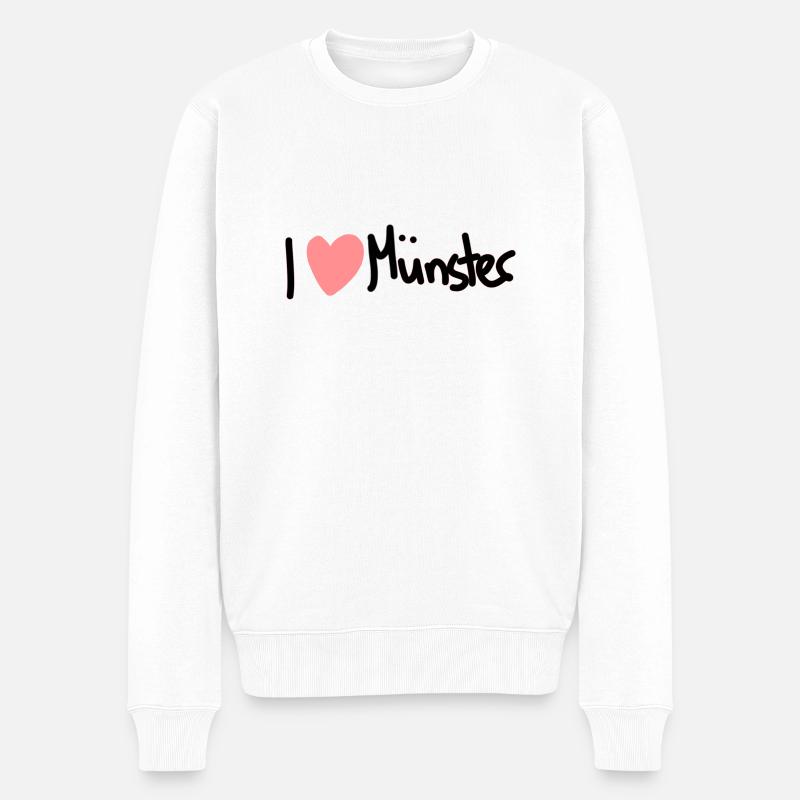 I love Muenster - Männer Premium Bio Pullover - Weiß