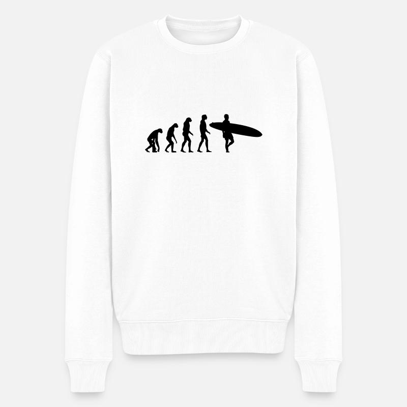 surfer evolution - Männer Premium Bio Pullover - Weiß