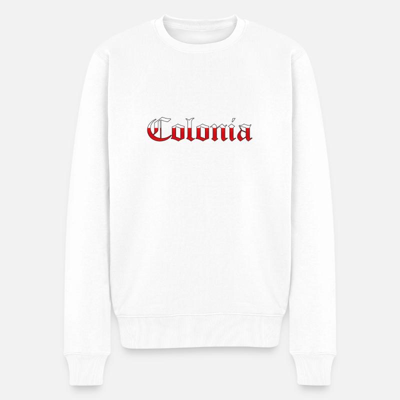 "Colonia" Rot-Weiss [Old English Text MT] - Männer Premium Bio Pullover - Weiß