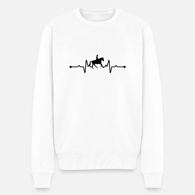 Équitation Heartbeat Équitation Cheval - Pull Premium bio Homme - blanc