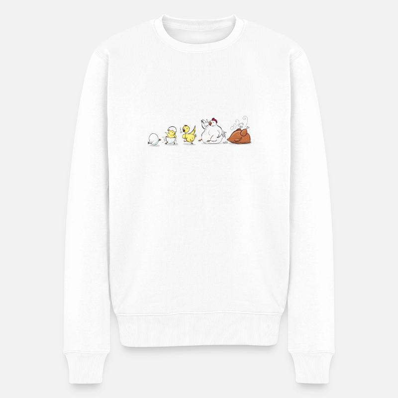 Evolution Of Chicken - Männer Premium Bio Pullover - Weiß