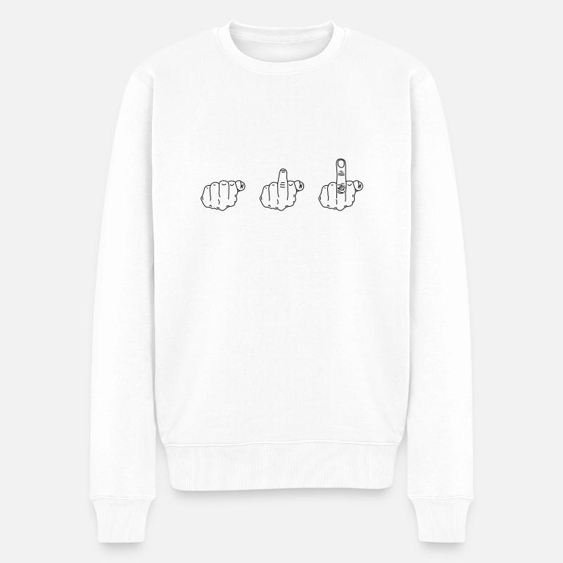 Mittelfinger - Männer Premium Bio Pullover - Weiß