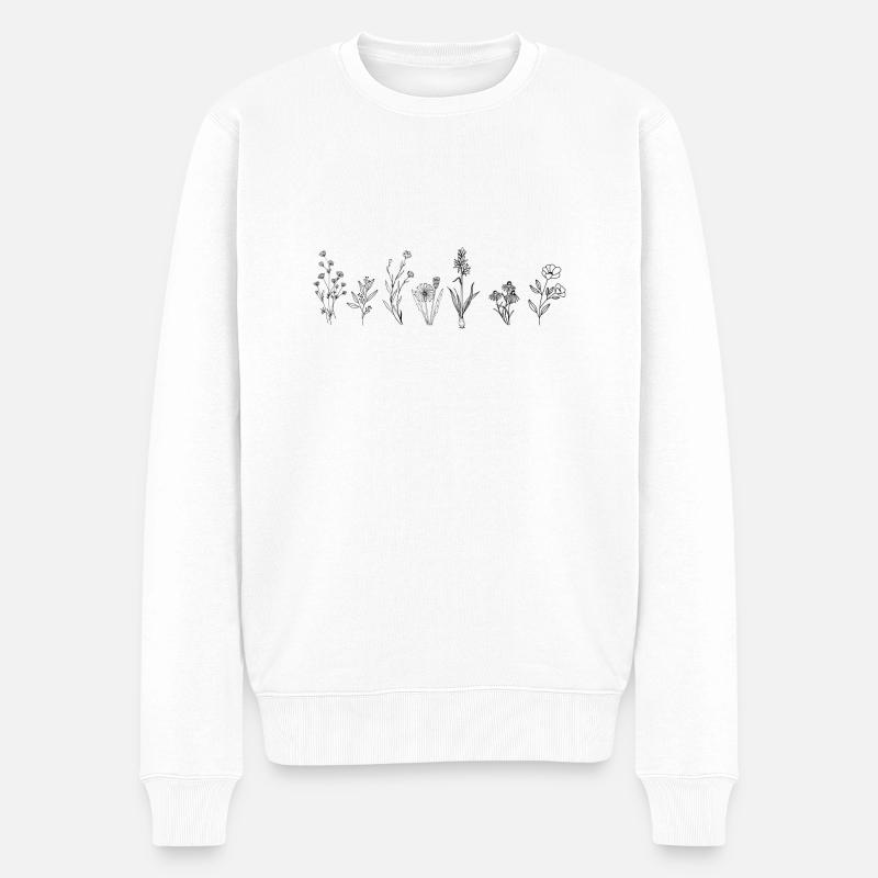 Wildblumen - Männer Premium Bio Pullover - Weiß