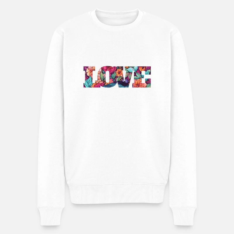 Love - Männer Premium Bio Pullover - Weiß