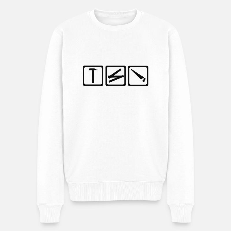 Werkzeug - Handwerker - Männer Premium Bio Pullover - Weiß
