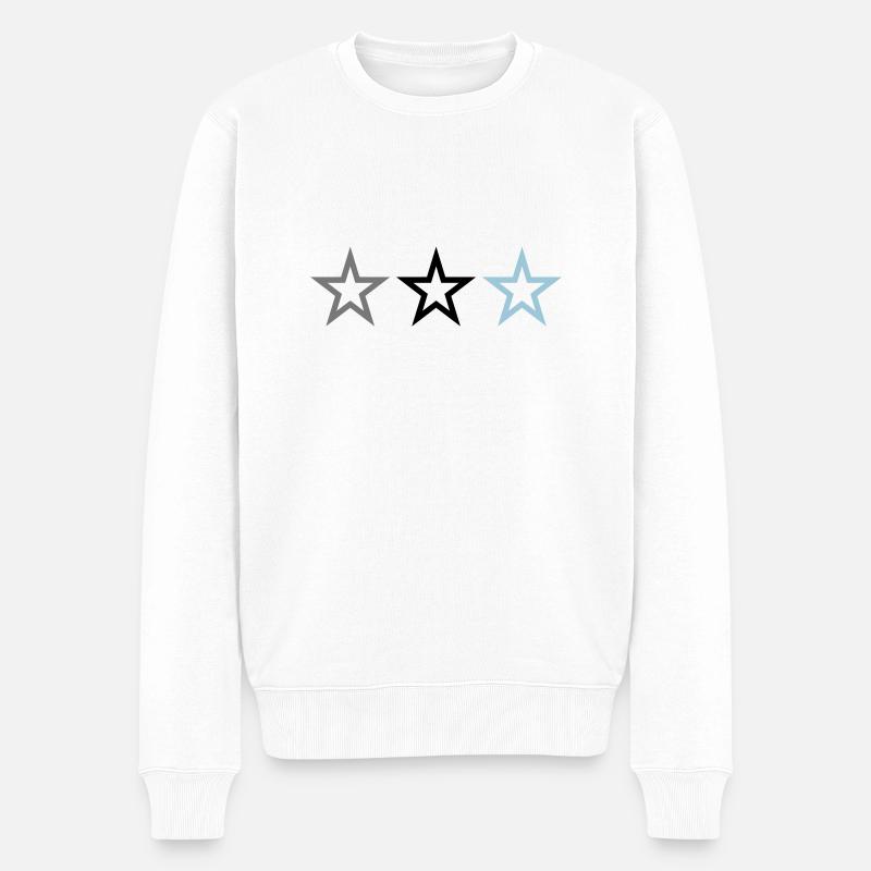 3 STERNE - Männer Premium Bio Pullover - Weiß
