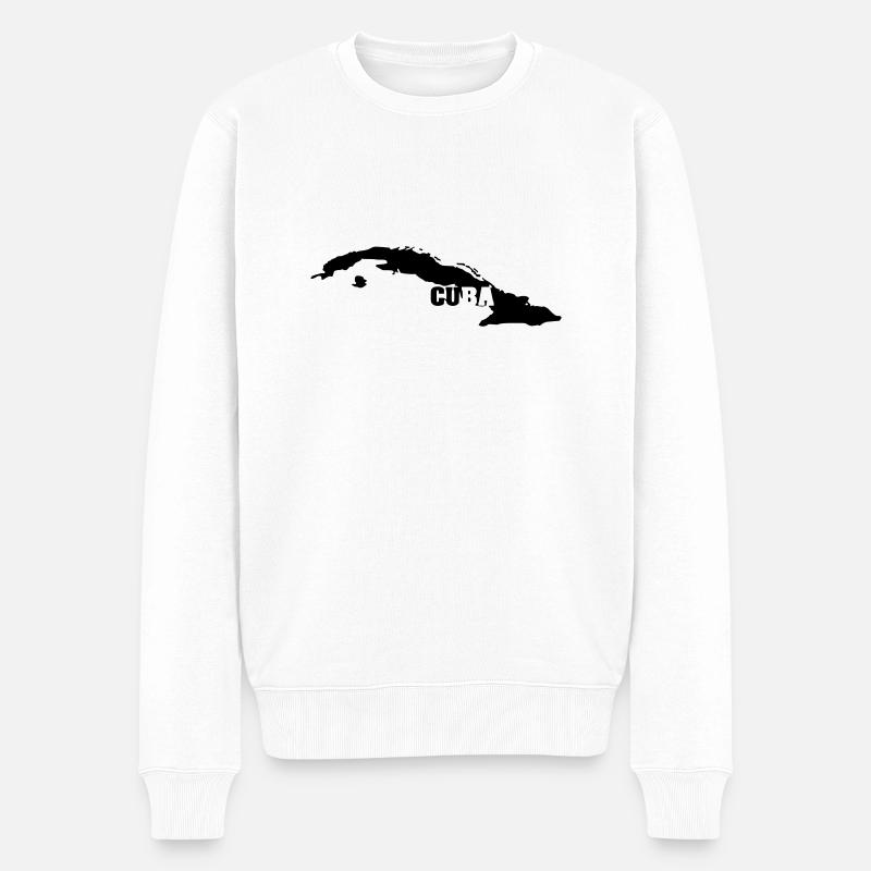 Cuba (ID:002004) - Männer Premium Bio Pullover - Weiß