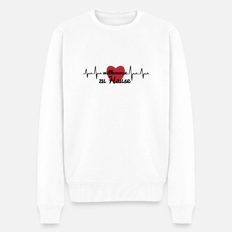 willkommen zu Hause - Männer Premium Bio Pullover - Weiß