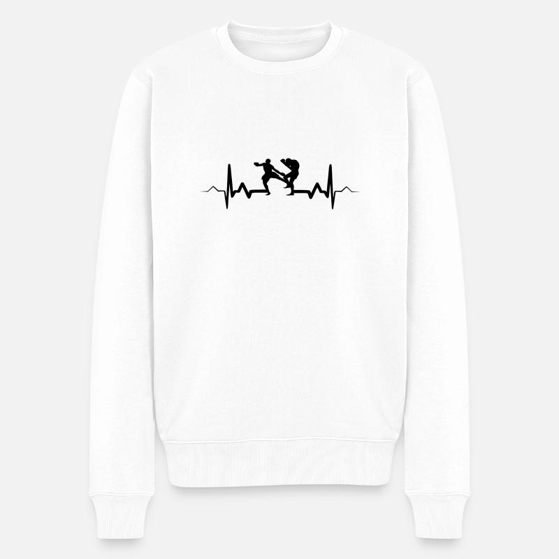 Kickboxing Heartbeat Boxe thaïlandaise - Pull Premium bio Homme - blanc