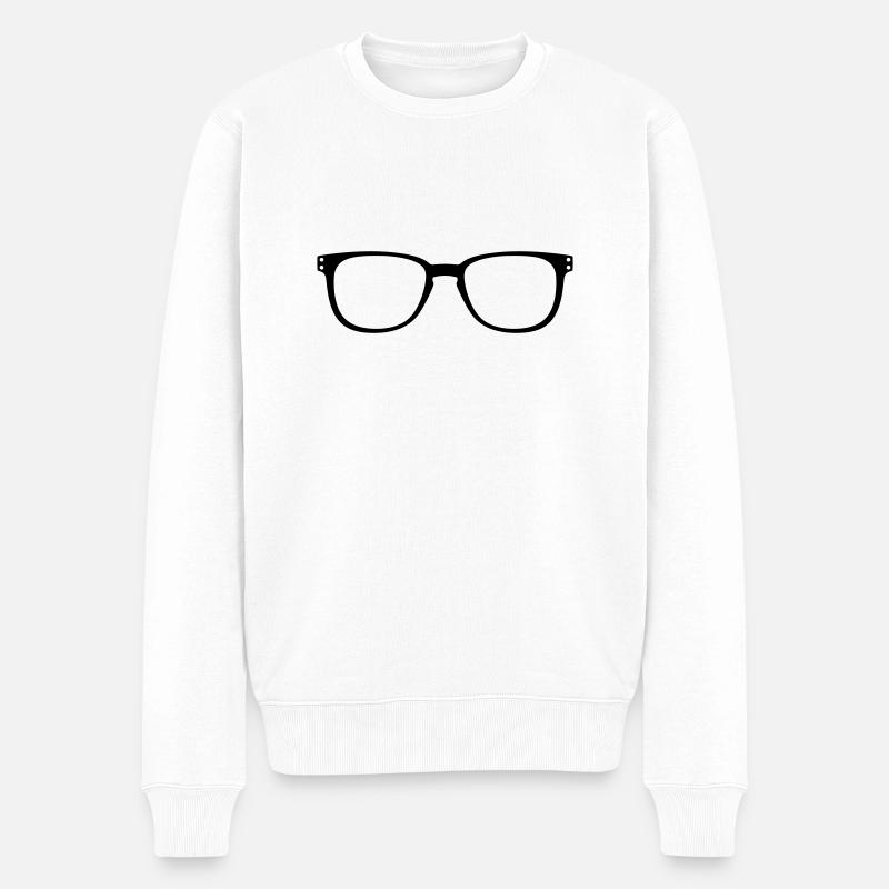 Brille - Männer Premium Bio Pullover - Weiß