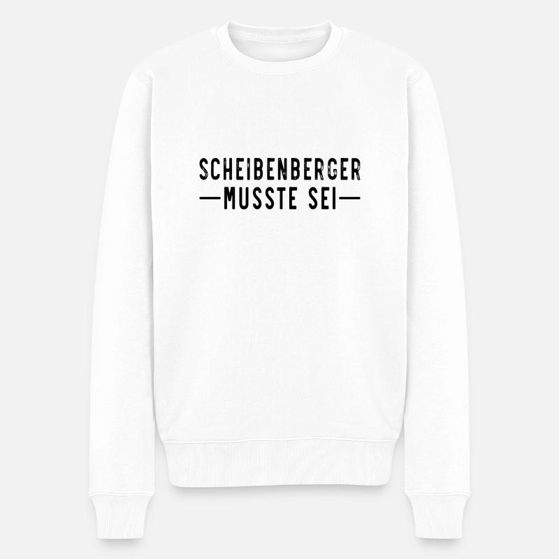 Scheibenberger musste sei - Männer Premium Bio Pullover - Weiß