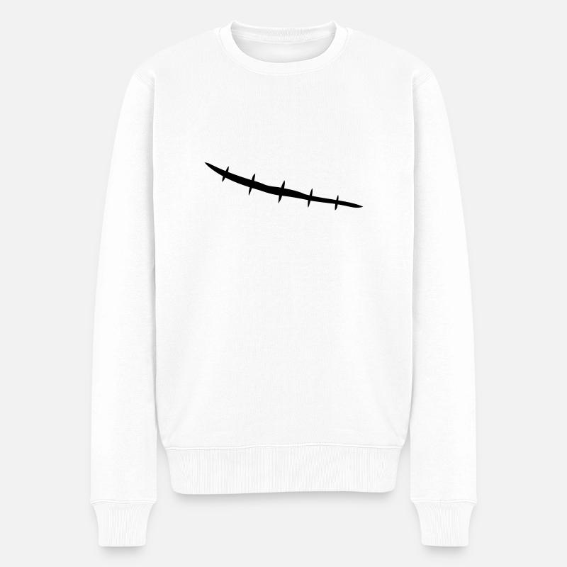stitched_scar - Pull Premium bio Homme - blanc