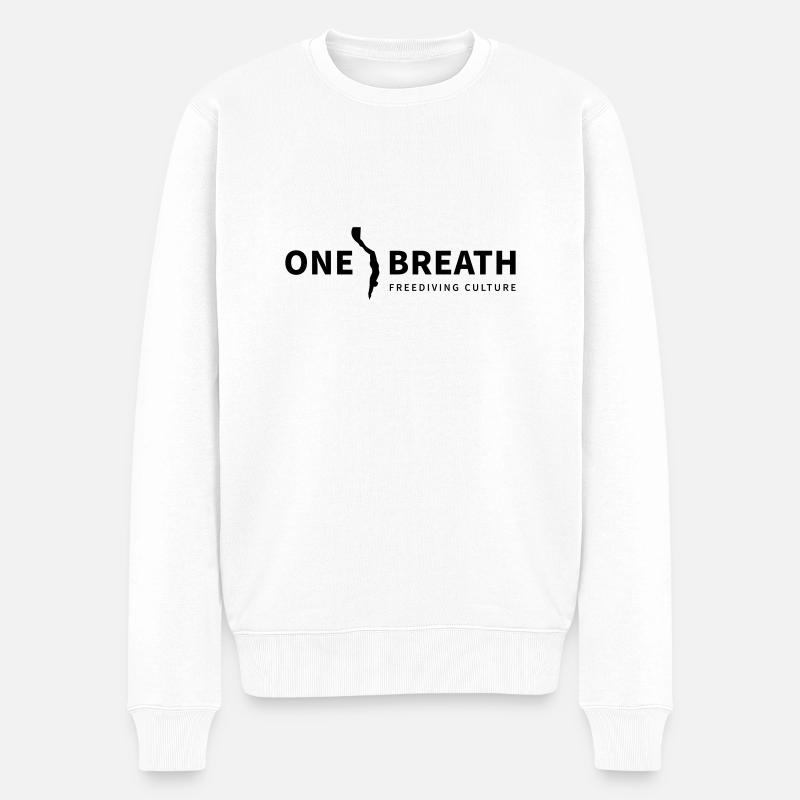 One Breath – Freediving Apnée - Pull Premium bio Homme - blanc