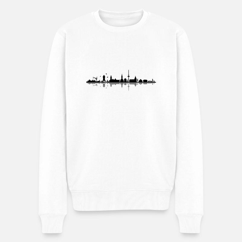 Skyline - Küste Cuxhaven - Männer Premium Bio Pullover - Weiß