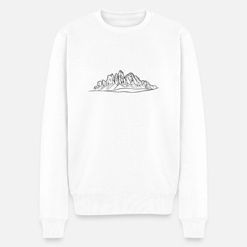 Odle, Dolomites, Alpes, Tyrol du Sud, montagnes - Pull Premium bio Homme - blanc