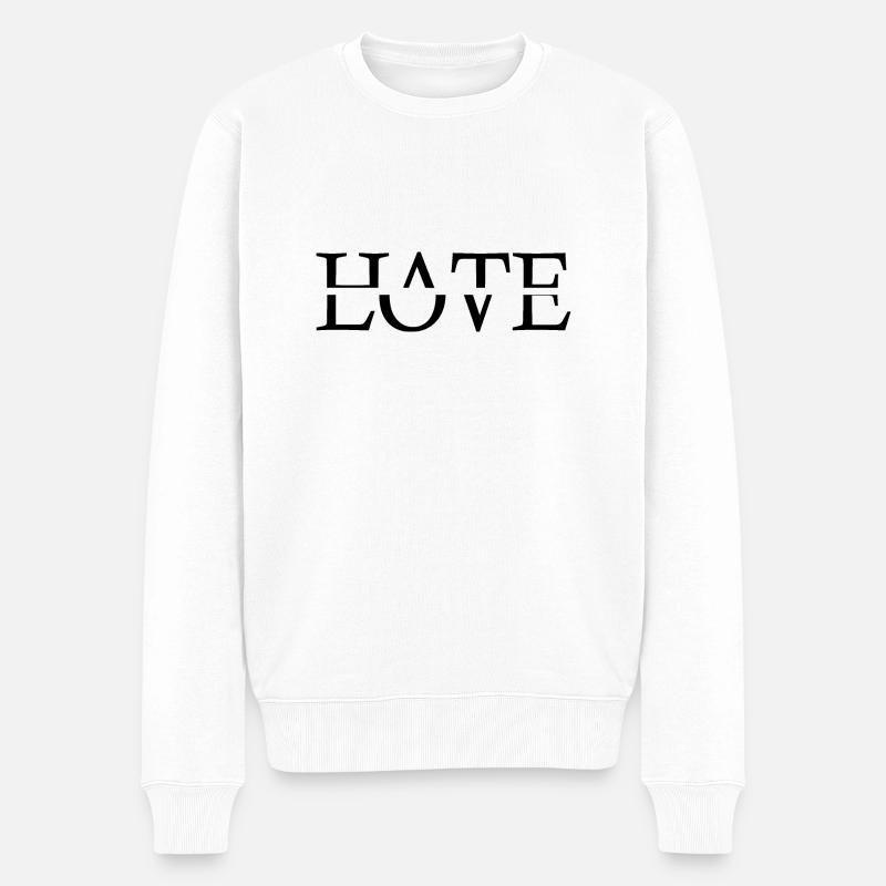 Hass Liebe - Männer Premium Bio Pullover - Weiß