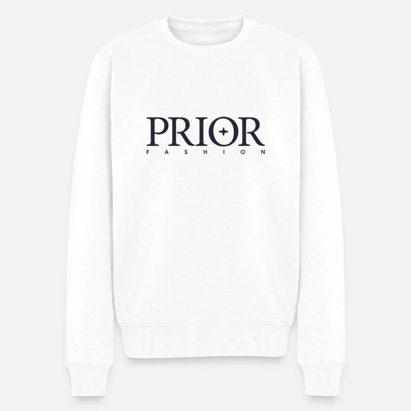 PRIOR bleu - Pull Premium bio Homme - blanc