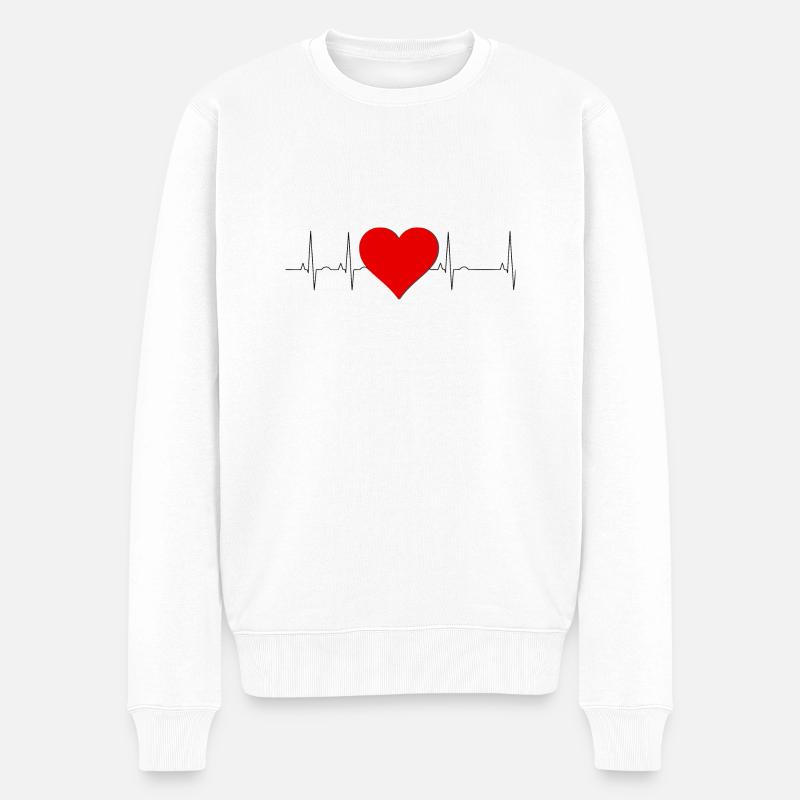 Herzklopfen Herz - Männer Premium Bio Pullover - Weiß